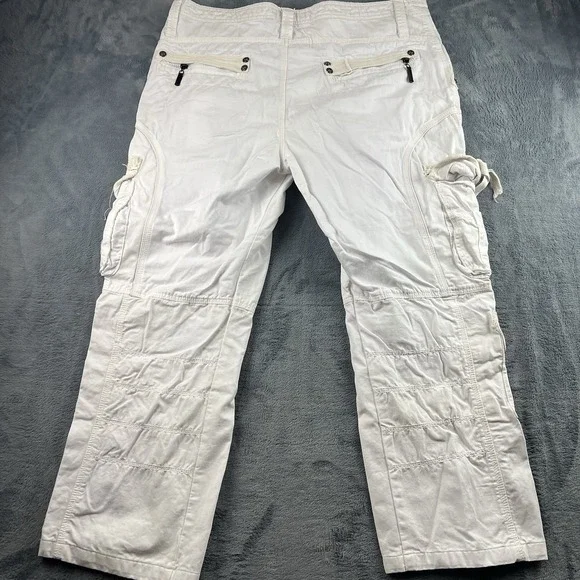 Vintage Attrak Cargo Pants Mens Size 38x30 Rip Stop White Paratrooper Baggy RARE